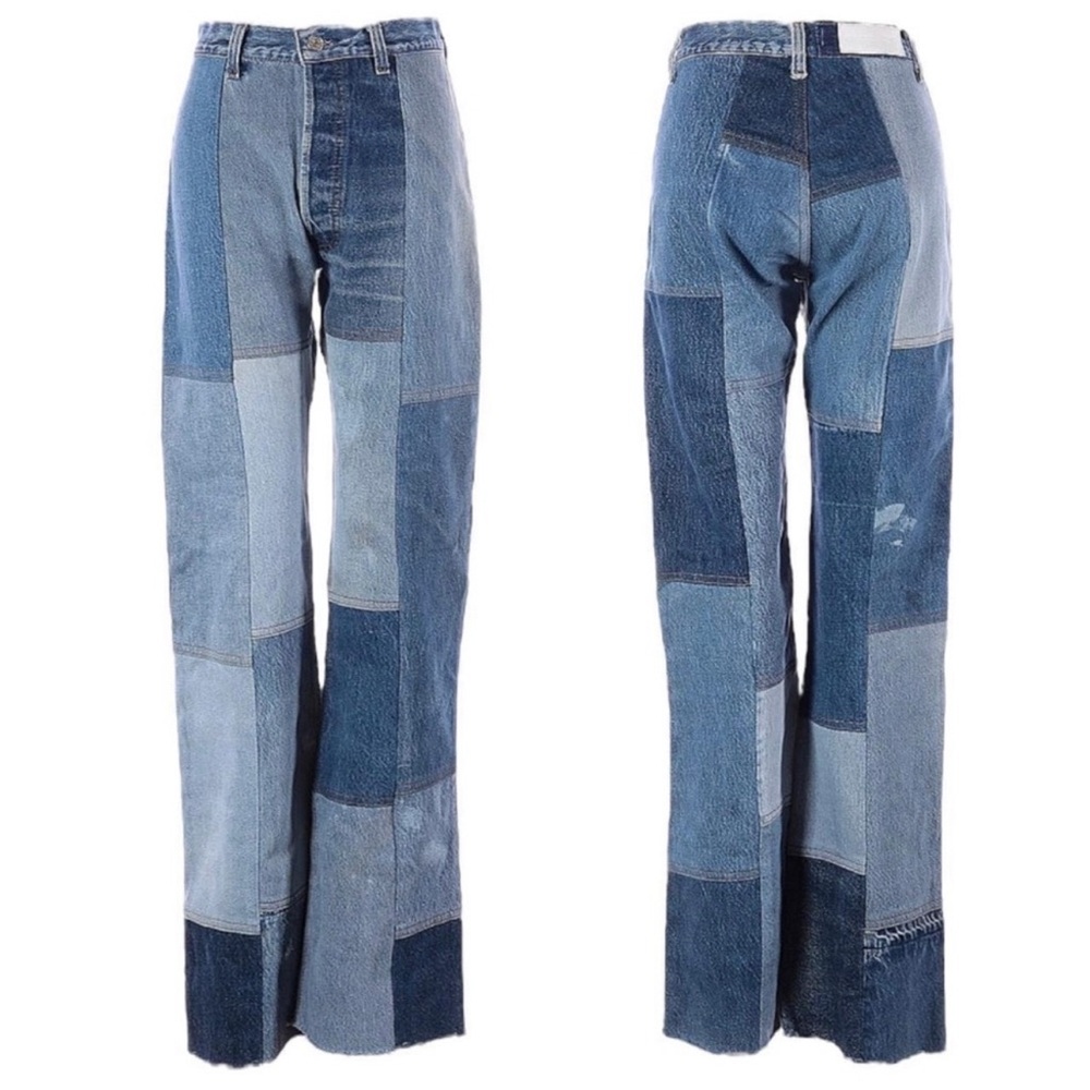 Re/Done High Rise Patchwork Jeans - Blue